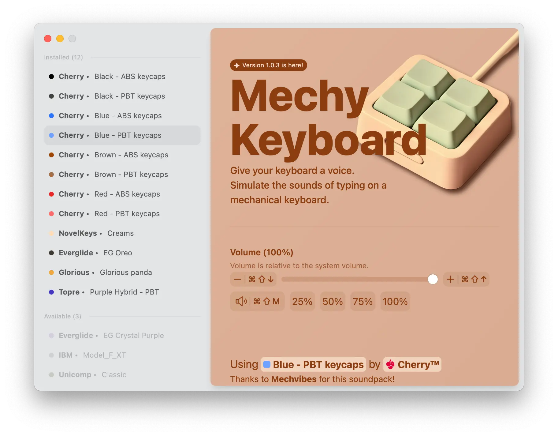 Mechy keyboard app screenshot